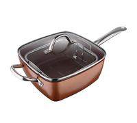 San Ignacio Optimum Copper | Sartén Antiadherente Cuadrada de 24 cm con Cesta de Freír | 5 funciones en 1 | Fabricada con Aluminio Prensado | Revestimiento Multiclad | Todo Tipo de Cocinas
