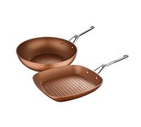 SAN IGNACIO Origen | Juego de Cocina | Set de Wok y Sartén Grill de 28 cm de Diámetro | Fabricados con Aluminio Forjado | Juego de Sartenes | Aptas para Todo Tipo de Cocinas