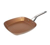 San Ignacio Origen - Sartén Grill Redonda Doble de 28cm - Aluminio Fundido A Presión - Interior Quantanium Con Recubrimiento En Polvo Diamantado - Punto Inducción - Asa Soft Touch En Negro