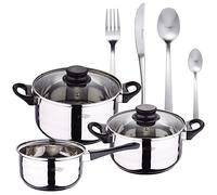 San Ignacio PACK BATERÍA DE COCINA 5 PIEZAS SET DE CUBERTERÍA 16PC EN ACERO INOXIDABLE, Plateado, PK4925