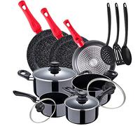 San Ignacio Paquete 3 sartenes diámetro 20/24/28 cm + Batería de cocina 8 piezas + Set accesorios utensilios de cocina en nylon, aluminio, inducción