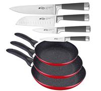 San Ignacio PK344 Set de útiles de Cocina: Cuchillos y sartenes, Rojo
