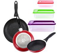 San Ignacio PK4808 PACK DE 3 SARTENES 16CM 20CM 24CM + SET DE 3PC DE HERMÉTICOS APILABLES, Rojo/Verde/Violeta