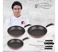 San Ignacio Premium Moma Set 3 sartenes + 4 Cuchillos, Aluminio Forjado