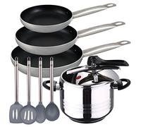 San Ignacio Premium - Set de Olla a presión 7 L SIP Duna + Set 3 sartenes Proffesional Chef Platinum 22/26/30 + Set 4 Utensilios SIP