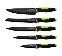 San Ignacio Agros - Juego de 5 Cuchillos de Acero Inoxidable - Hoja Con Recubrimiento Antiadherente - Cuchillo Chef - Cuchillo Rebanador - Cuchillo Para Pan - Cuchillo Multiusos - Cuchillo Para Pelar