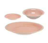 Set 18 pzs vajilla gres rosa borde colección VESSIA