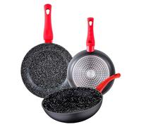 San Ignacio - Set 3Pc Sarten, con revestimiento antiadherente (22, 26, y Sartén Wok 26) Aluminio Forjado Induccion Energy