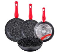 San Ignacio - Set 4Pc Sarten, con revestimiento antiadherente (24, 26, 28, y Sartén Wok 26) Aluminio Forjado Induccion Energy