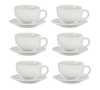 San Ignacio Set 6 tazas cafe porcelana blanca con platillos colección VESSIA