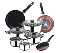San Ignacio Batería de Cocina 8 Piezas Acero Inoxidable con Set Sartenes 16/20/24cm de Inducción