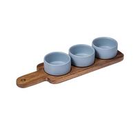 San Ignacio Set de 3 Boles para salsa + 1 Bandeja de madera