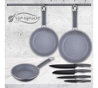 San Ignacio Set de 3 sartenes Premium + 4 Cuchillos de Cocina, Pack Home
