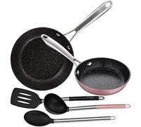 San Ignacio Set sartenes 16x4.0 y 20x5.0 cm aluminio forjado, aptas para inducción, con Juego 3 utensilios de cocina nylon VITA