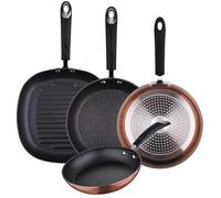 San Ignacio SIP-Ø20/24/28 + Grill Set de Sartenes, Mango Revestido con Silicona Atérmica, Aluminio Forjado, Cobre, 28 cm