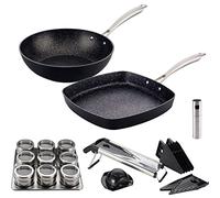 San Ignacio Vita: Set Cocina Sana: Incluye Sartenes: Wok Ø28 y asador 28x28 cm, Aluminio Forjado, aptas para inducción, Multicolor