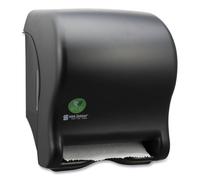 San Jamar ecoLogic Tear-N-Dry - Dispensador electrónico de toallas de papel de plástico reciclado, dispensador de toallas a pilas, dispensador montado en la pared para el hogar y el negocio, rollos de