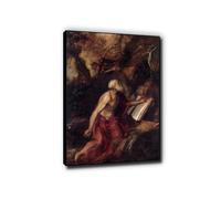 "San Jerónimo" Cuadros Religiosos Listo para Colgar Impresiones en Lienzo Reproducciones Obras de Arte Decoración de Pared 40x60cm Negro Enmarcado