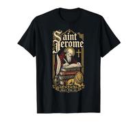 San Jerónimo y el León Confirmación St Catholic Books Camiseta gráfica económica, Hombre, Negro, S