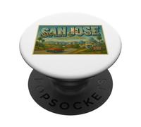 San José California 50s Vintage Travel Poster Art Graphic PopSockets PopGrip Adhesivo