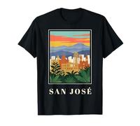 San José Costa Rica City Skyline Vintage Viajes Diseño Camiseta