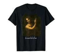 San Juan Bautista por Leonardo da Vinci Famoso Arte Pintura Camiseta gráfica económica, Hombre, Negro, M