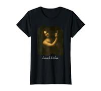 San Juan Bautista por Leonardo da Vinci Famoso Arte Pintura Camiseta gráfica económica, Mujer, Negro, XL