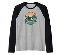 San Juan Islands WA Orca - Insignia de Madre y Becerro Camiseta Manga Raglan