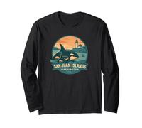 San Juan Islands WA Orca - Insignia de Madre y Becerro Manga Larga