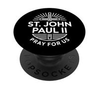 San Juan Pablo II Ruega por Nosotros Cruz Cristiana Católica PopSockets PopGrip Adhesivo