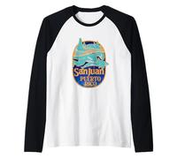 San Juan Puerto Rico Orca Whales Souvenir Caribe Camiseta Manga Raglan