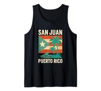 San Juan Puerto Rico Palmeras Playa Sobre Bandera Estilo Grunge Camiseta sin Mangas