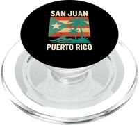 San Juan Puerto Rico Palmeras Playa sobre Bandera Estilo Grunge PopSockets PopGrip para MagSafe