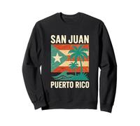 San Juan Puerto Rico Palmeras Playa Sobre Bandera Estilo Grunge Sudadera