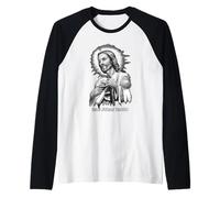 San Judas Tadeo - Arte de San Judas Blanco y Negro Camiseta Manga Raglan