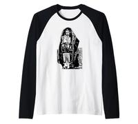 San Judas Tadeo - Jesús Malverde, Blanco y Negro Camiseta Manga Raglan