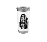 San Judas Tadeo - Jesús Malverde, Blanco y Negro Vaso térmico de acero inoxidable de doble pared