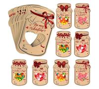 San Kids Classroom - Juego de tarjetas de San en tarro 48X a la deriva, tarjeta de intercambio de cumpleaños | Tarjeta de felicitación de San con lazo y corazón