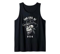 San Luis Arizona USA Cowboy Skull Diseño Desgastado Camiseta sin Mangas