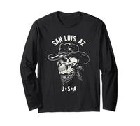 San Luis Arizona USA Cowboy Skull Diseño Desgastado Manga Larga