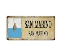San Marino SAN MARINO - Letrero de metal rústico para garaje, recuerdo de país nacional, decoración de habitación para hombres, placa de metal para puerta delantera, oficina, terraza, 6 x 12 pulgadas