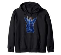 San Miguel Arcángel Azul Sagrado Guerrero Espada Icono Arte Sudadera con Capucha