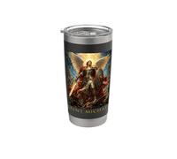 San Miguel Arcángel Batalla Guerrero Católico Arte Fe Vaso térmico de acero inoxidable de doble pared