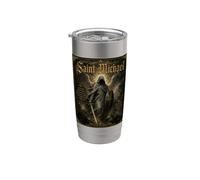 San Miguel Arcángel Defendernos Oración Icono Arte Fe Vaso térmico de acero inoxidable de doble pared