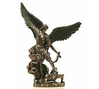 San Miguel Arcángel derrotado Lucifer estatua escultura acabado bronce 21.65 pulgadas, altura: 55 cm (21.65 pulgadas)