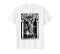 San Miguel Arcángel Derrotando a Satanás Cristiano Camiseta gráfica económica, Hombre, Blanco, XL
