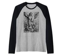 San Miguel Arcángel Derrotando a Satanás Cristiano Camiseta Manga Raglan
