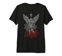 San Miguel Arcángel Derrotando a Satanás Cristiano Camiseta Premium