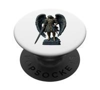 San Miguel Arcángel en Plena Armadura con Espada PopSockets PopGrip Adhesivo