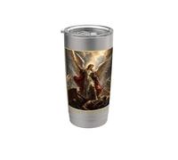San Miguel Arcángel Espada Y Escudo Icono Arte Fe Vaso térmico de acero inoxidable de doble pared
